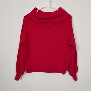 Zara Knit Women's Ribbed Sweater in Red Size Medium Dolman Sleeve Bateau Neck